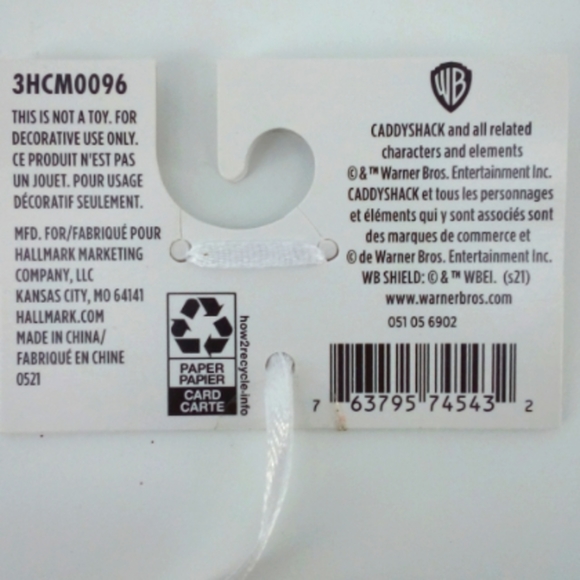 NWT Hallmark Caddyshack Gopher Season 2021 WB Porcelain Christmas Ornament - Picture 3 of 5